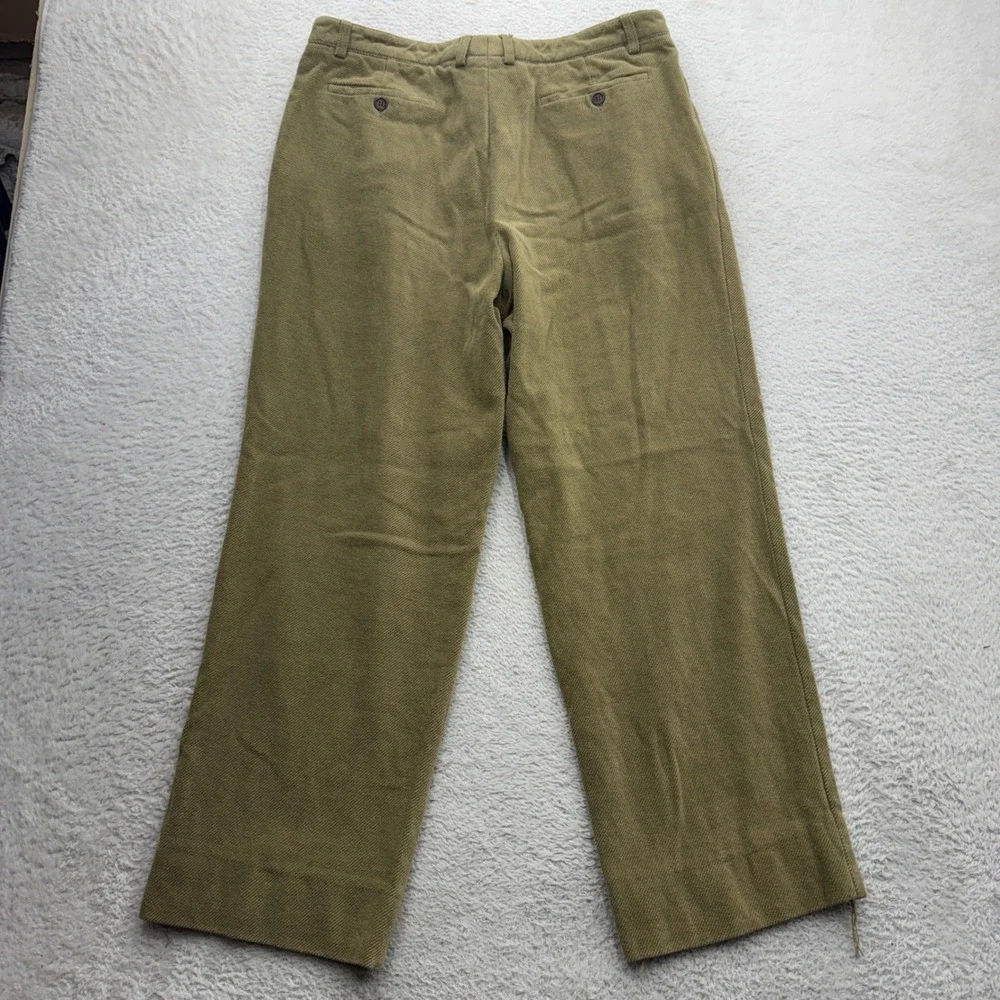Zanella Outdoor Mens Pleated Wool Cotton Trousers Made in Italy Olive Green 38